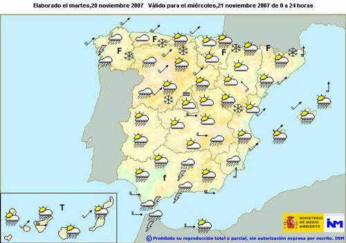 FICHA DE LECTURA Nº 69 1. Cómo estará el cielo en las Canarias? 2. En Andalucía, tendremos calor o frío? 3. Qué temperatura habrá en la frontera con Francia?