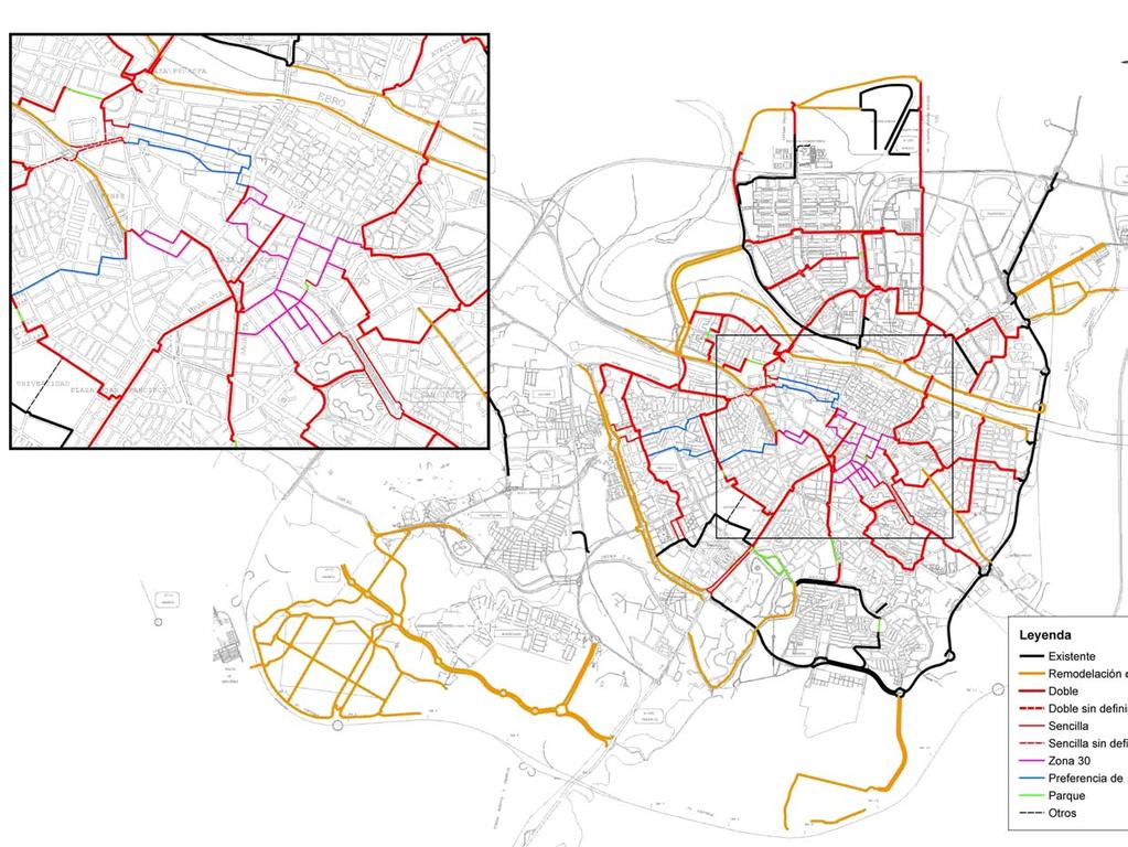 Programa de vías urbanas PLAN INTERMODAL DE ZARAGOZA : PLAN DE MOVILIDAD SOSTENIBLE La propuesta de vías para bicicletas que el PIT realiza para Zaragoza supone duplicar lo existente y previsto en el