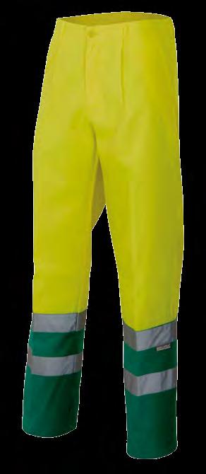 / XL / 3XL 60-/ Amarillo 80-Gris/ Amarillo 0-Naranja / Pantalón bicolor de alta visibilidad con dos cintas reflectantes en las piernas y color