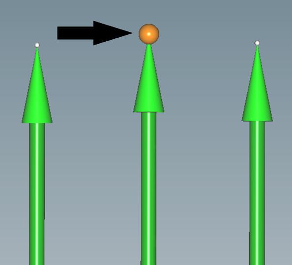 Para ello, el modelo se visualiza desde el lateral y se lleva hasta la posición deseada mediante la esfera en la punta de la flecha mientras