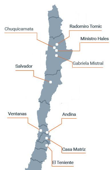 Codelco Chile Divisiones Ocho Divisiones mineras. Casa Matriz Santiago de Chile. La División Ministro Hales. 2013.