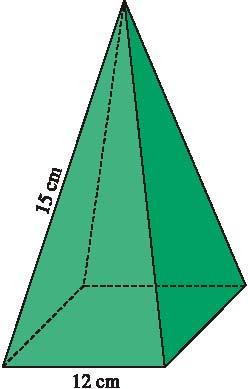 Las bases de un prisma recto son rectángulos de 6 x 8 cm. La altura del prisma es 16 cm.