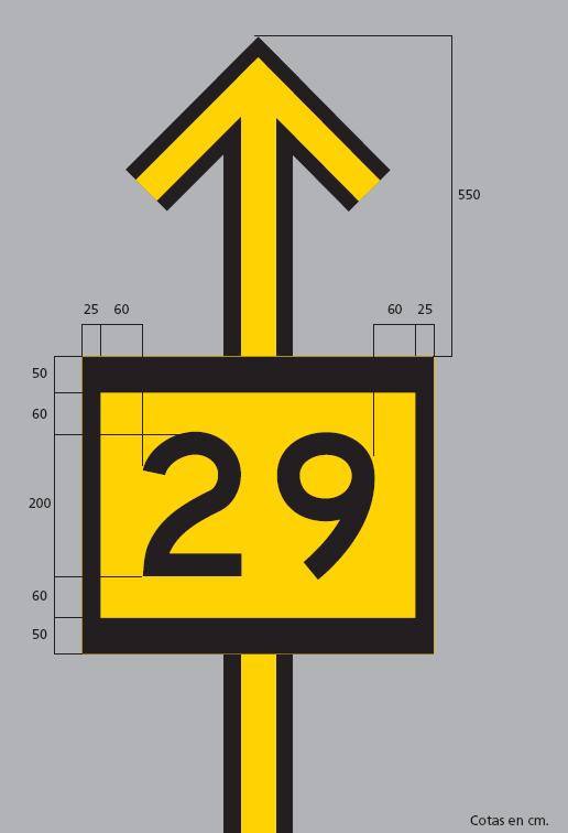 Capítulo 2 Señales en Plataformas de Estacionamiento de Aeronaves Figura 2-11-4. Identificación de puesto de estacionamiento con dos direcciones de rodajes hacia el puesto 12. Señal de viraje a.