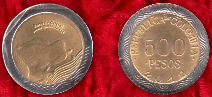 nueva serie de monedas colombianas que exaltan la flora y fauna nacional, hemos encontrado una moneda de 500 pesos que a