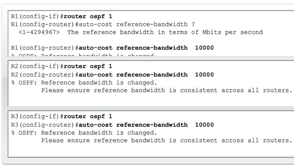 MÁS SOBRE OSPF Operaciones de ajuste de OSPF Debido a que las velocidades de enlace son cada vez mayores, puede ser necesario cambiar