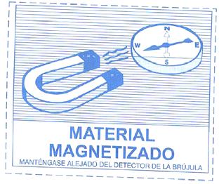 Material magnetizado Símbolo: color azul sobre fondo blanco.