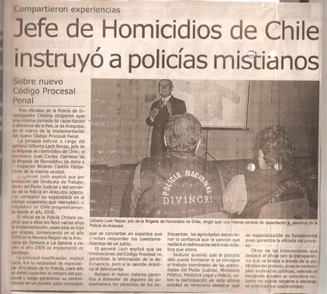 Distinción Mejor Investigador policial, otorgado por el Gobierno Regional Araucanía Distinguido como Mejor Investigador policial de unidades especializadas de Chile.
