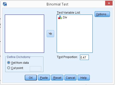 Contrastes de Hipótesis/Proporción La prueba binomial en el SPSS - Esta prueba se encuentra en el menú Analizar>Pruebas no paramétricas>cuadros de diálogo