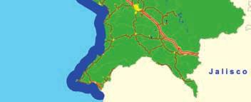Densidad de carreteras pavimentadas en la región Costa Sur 2003 (Kilómetros de carreteras pavimentadas por cada mil kilómetros cuadrados de superficie) NAYARIT 85.3 REGIÓN CENTRO 93.5 Compostela 82.