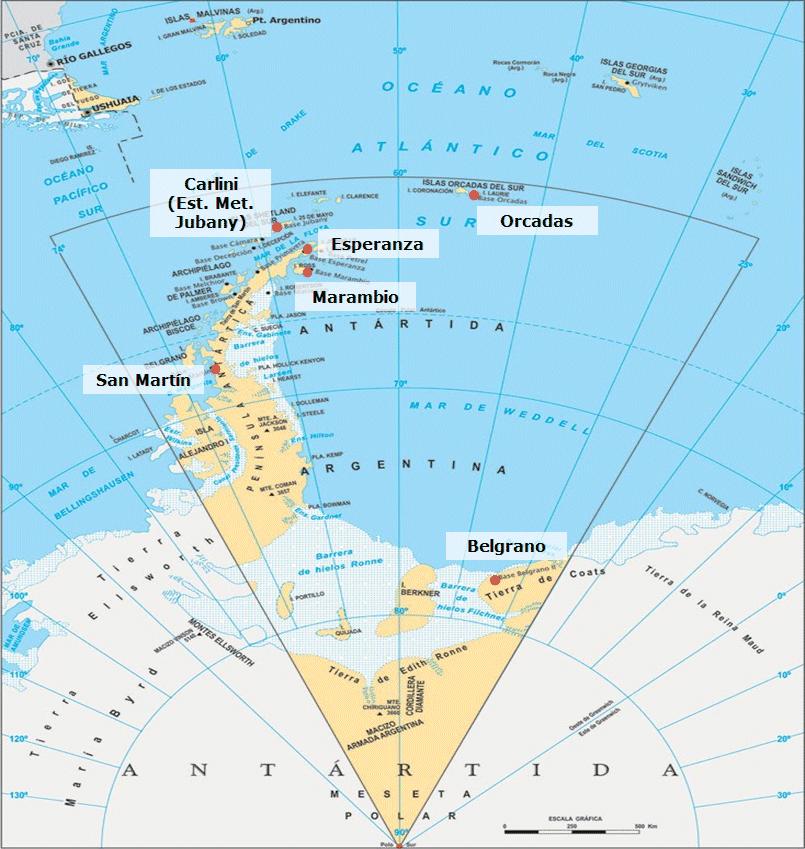 30 3 - CARACTERÍSTICAS CLIMÁTICAS DE LA REGIÓN SUBANTÁRTICA Y ANTARTICA ADYACENTE Los principales registros del mes en las estaciones correspondientes a las bases antárticas argentinas (Figura 41)