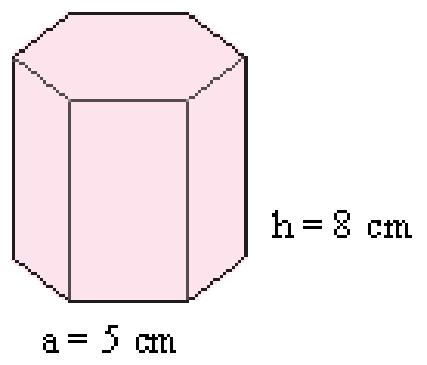º ESO 6º. Calcula el área total de una caja de leche de dimensiones: cm,, cm 6 cm. 7º. Calcula el área total del prisma heagonal regular de cm de arista básica 8 cm de altura. 8º.