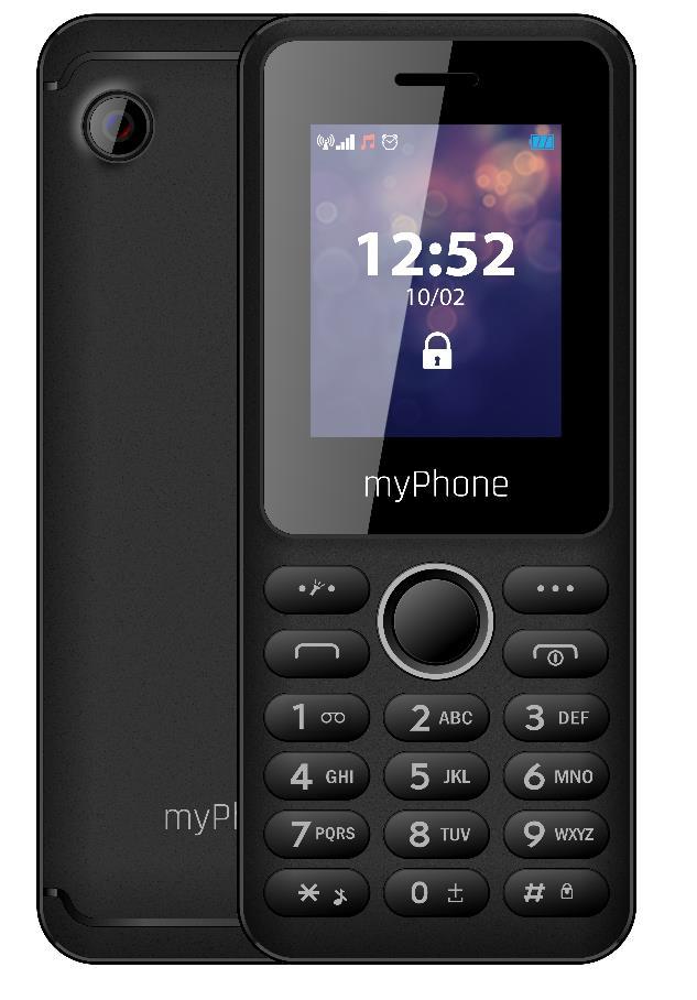 myphone 3320 El diseño simple y clásico que puede satisfacer cualquier necesidad, La forma ergonómica con lados redondos garantiza el uso cómodo, Pantalla legible de color con una diagonal de 1.