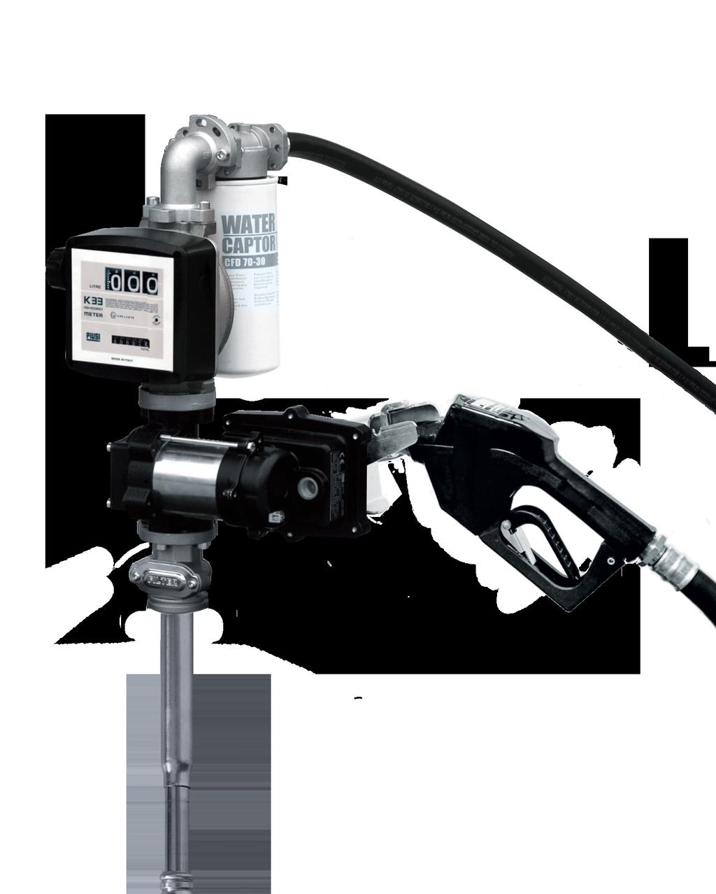 EX50 GASOLINE UL/CSA-certified transfer kit for flammable liquids: gasoline, kerosene and diesel fuel.