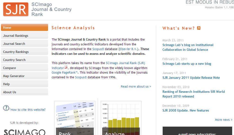Plataforma de indicadores científicos a partir de la información contenida en la base de datos Scopus.