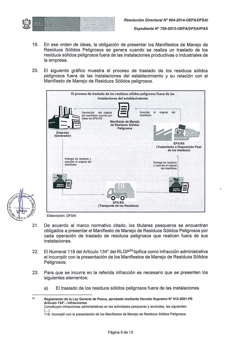 Resolución Directora/ W 804-2014-0EFA/DFSA/ Expediente No 729-2013-0EFA/DFSA//PAS 19. 20.