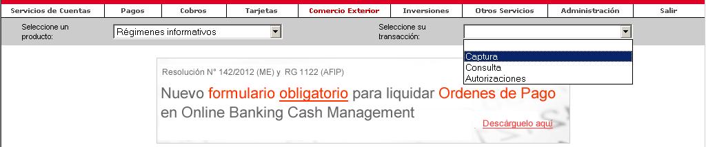 Pasos para enviar la solicitud al Banco: 1. 1. Ingresar con certificado digital a Online Banking Cash Management a través de www.santanderrio.com.ar/corporativas/. 2.