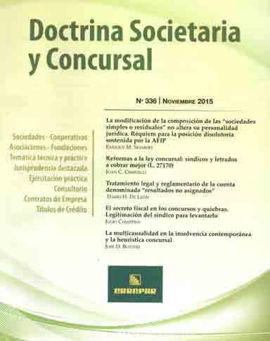 DOCTRINA SOCIETARIA Y CONCURSAL. Nº336.
