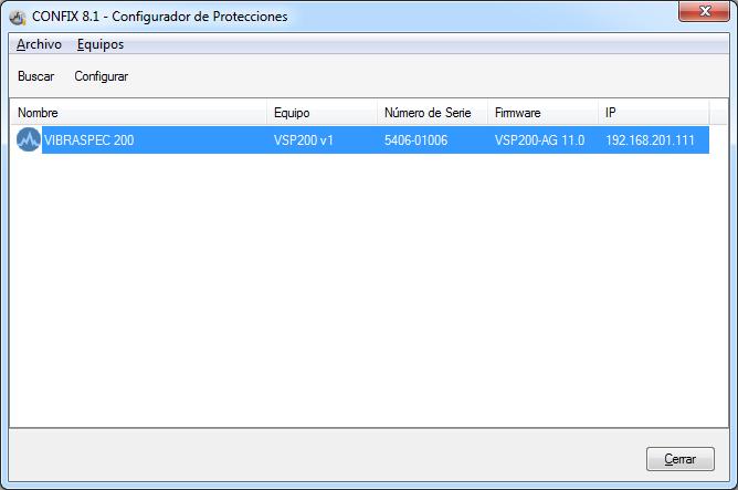 COMUNICACIÓN CON VIBRASPEC Utilice el programa CONFIX para conocer o configurar la dirección IP de Vibraspec. Puede descargar CONFIX desde www.idear.
