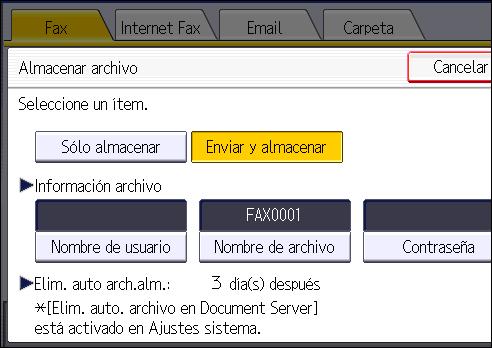 4. Fax 4. Defina el nombre de usuario, el nombre de archivo y la contraseña según sea necesario. Nombre de usuario Pulse [Nombre de usuario] y, a continuación, seleccione un nombre de usuario.