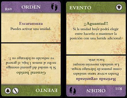 26 XII. Cartas: ÓRDENES y EVENTOS Se utilizan cartas para activar las unidades o hacer que ocurran eventos en los combates y disparos.