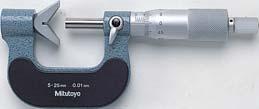 Micrómetros de exteriores modelo especial Serie 114 DIN 863, forma D 10 5 Para la medición de herramientas de corte de 5 labios, p. e. machos de roscar, fresas, escariadores.