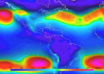 5 1.1.2 Presión atmosférica El patrón atmosférico de este mes hizo que el anticiclón semipermanente de las Azores - ubicado en el Atlántico Norte- se dividiese en dos centros de alta presión de 121mb