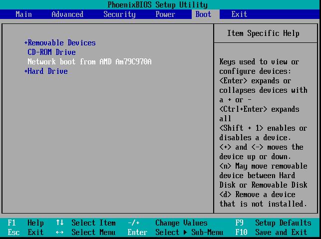 El siguiente ejemplo muestra una de las configuraciones razonables de la BIOS. A menos que introduzca un dispositivo de arranque, el equipo iniciará desde la red.