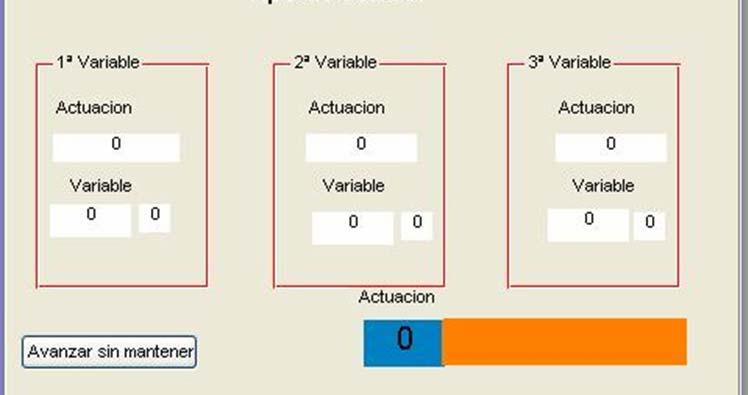 Figura 6-18 Información de las variables utilizadas y su valor de actuación De igual manera que el modo anterior, se podrá elegir entre mantener los valores finales de la hora anterior o no tenerlos