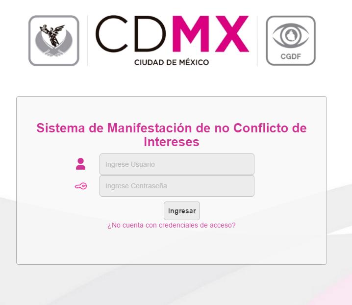 1. INGRESO AL SISTEMA. Accesar a la página de la Contraloría General http://www.contraloria.cdmx.gob.