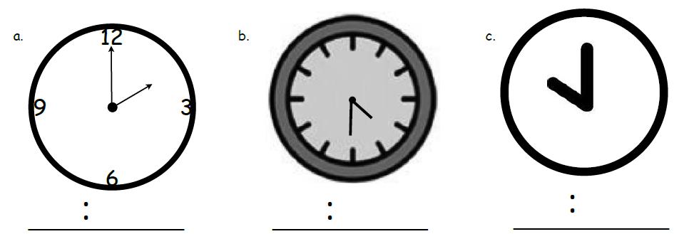 Encierra en un círculo el reloj que indique media hora después de la 1 en punto. 2.