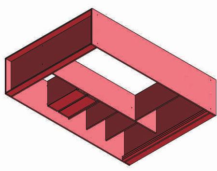 Clave las puntas del fondo a la estructura, utilizando los clavos 9/15. Luego repita este procedimiento cada 10 cm en cada uno de sus lados.