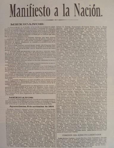 Manifiesto a la Nación de la Soberana Convención Revolucionaria de noviembre de 1914.