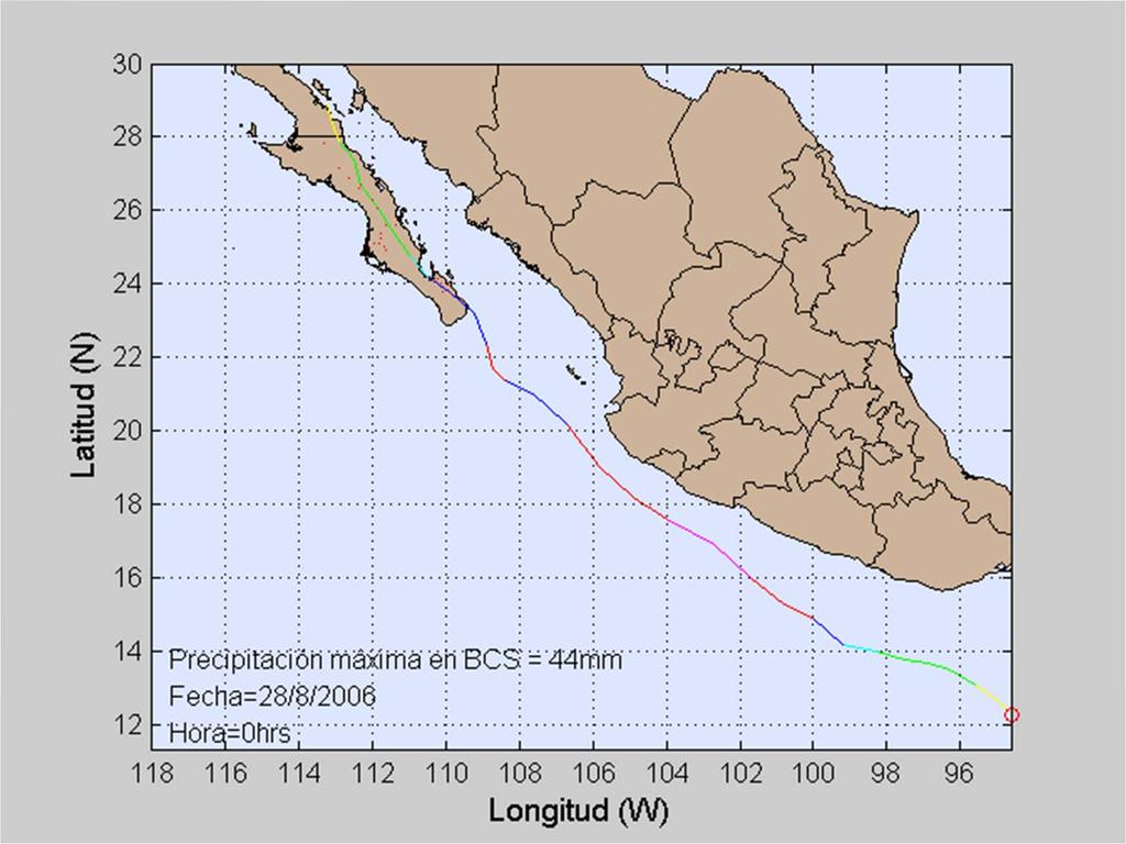 Trayectoria del huracán John ( de agosto 4 de septiembre 2006) Precipitación en 185 estaciones meteorológicas Las comunidades de Santa Rosalía y Mulegé, en el Municipio de Mulegé fueron de las más