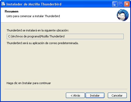 Figura 4: Ventana de tipo de instalación de Mozilla