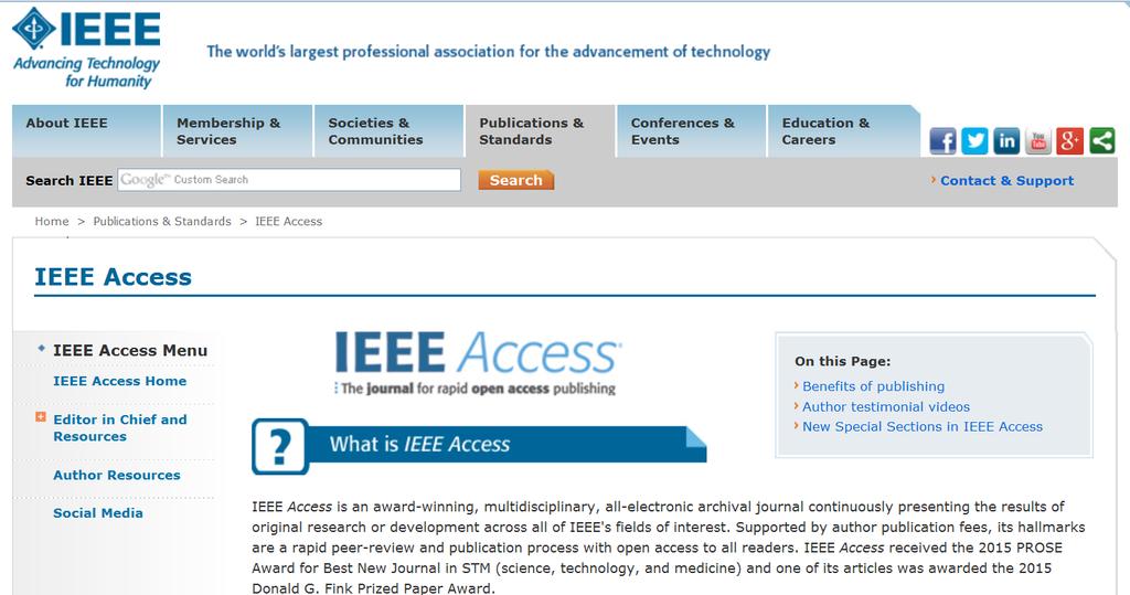 Publicaciones en Abierto Open Access: IEEE Access http://www.ieee.