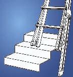 Múltiples posibilidades de aplicación en todos los tipos de escaleras. Regulación continua hasta 1.000 mm. Contenido: dos prolongadores y material de fijación.