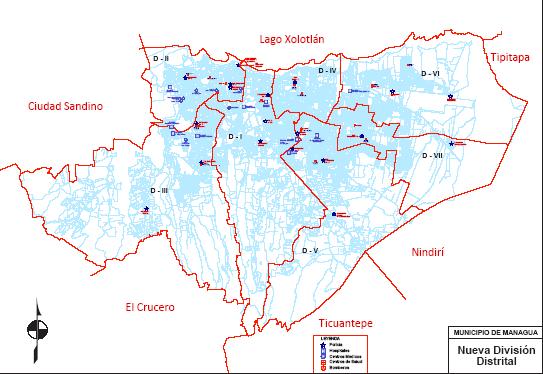 Mapa del Municipio de Managua Distritos Urbanos C/S S. Ferrufino C/S P. Altamirano C/S V.