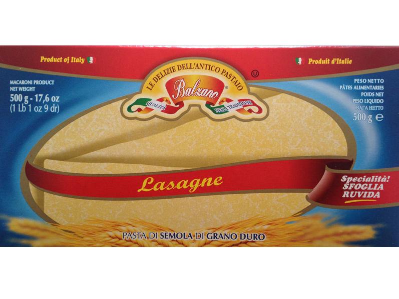 Pescado y Verduras. Categoría: Pasta Código: ALPLALAS500 Lasagne - 500 gr Pasta hecha con Sémola de trigo duro y agua.