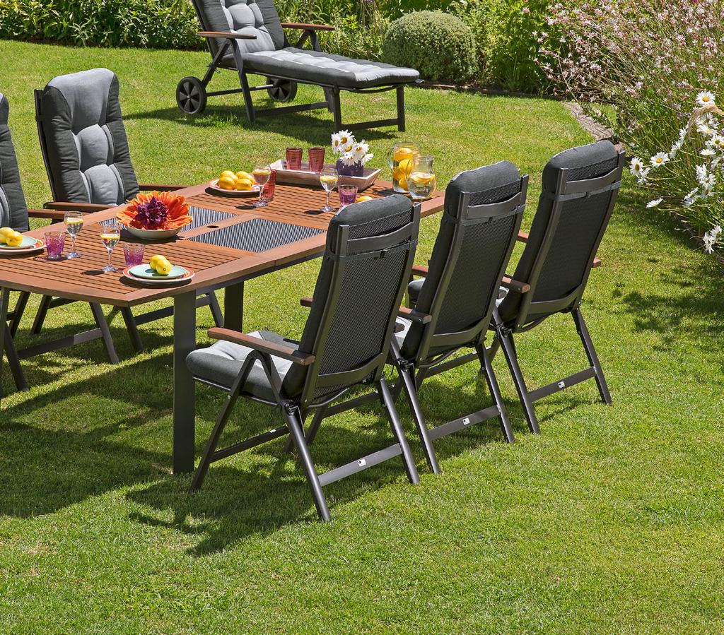 Muebles de jardín Mix aluminio/madera El complemento perfecto para tu set de mesas y sillas: El sitio para relajarte al sol Mesa de jardín «Kingston» Armazón: aluminio con
