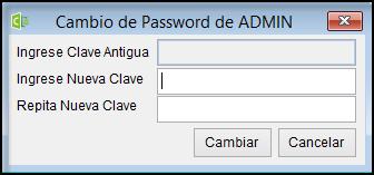 Ingrese Nueva Clave: Para ingresar la nueva clave de Acceso. Repita Nueva Clave: El Usuario tiene que repetir la nueva clave.