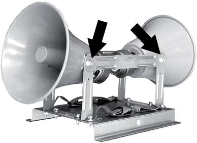 4.- Repeat the process for the second horn speaker. 5.- Install the security bars in the horn speakers to avoid their shake. ENGLISH 6.