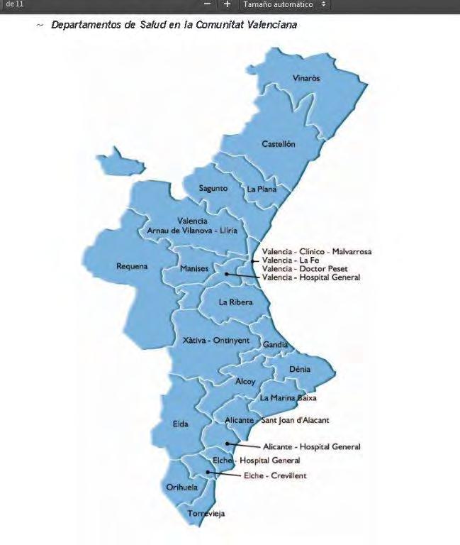 Mapa sanitario valenciano y población por departamento de salud en 2015 Departamento Total Vinaròs 93.087 Castellón 281.154 La Plana 187.634 Sagunto 151.135 Valencia-Clínico-Malvarrosa 343.