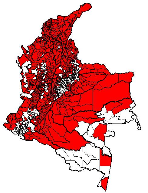Distribución del Aedes aegypti, Colombia 2011 Fuente: Padilla JC, Rojas DP y Sáenz R.