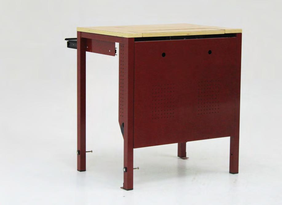 The desk consists of a metal structure