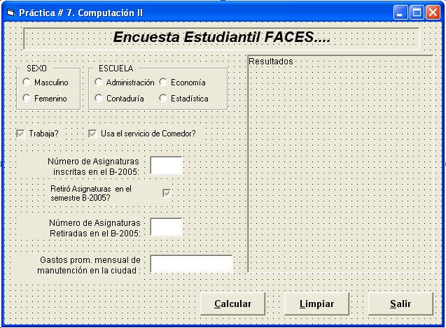 Figura 7-1. Formulario de la Aplicación Encuesta Estudiantil FACES 4.