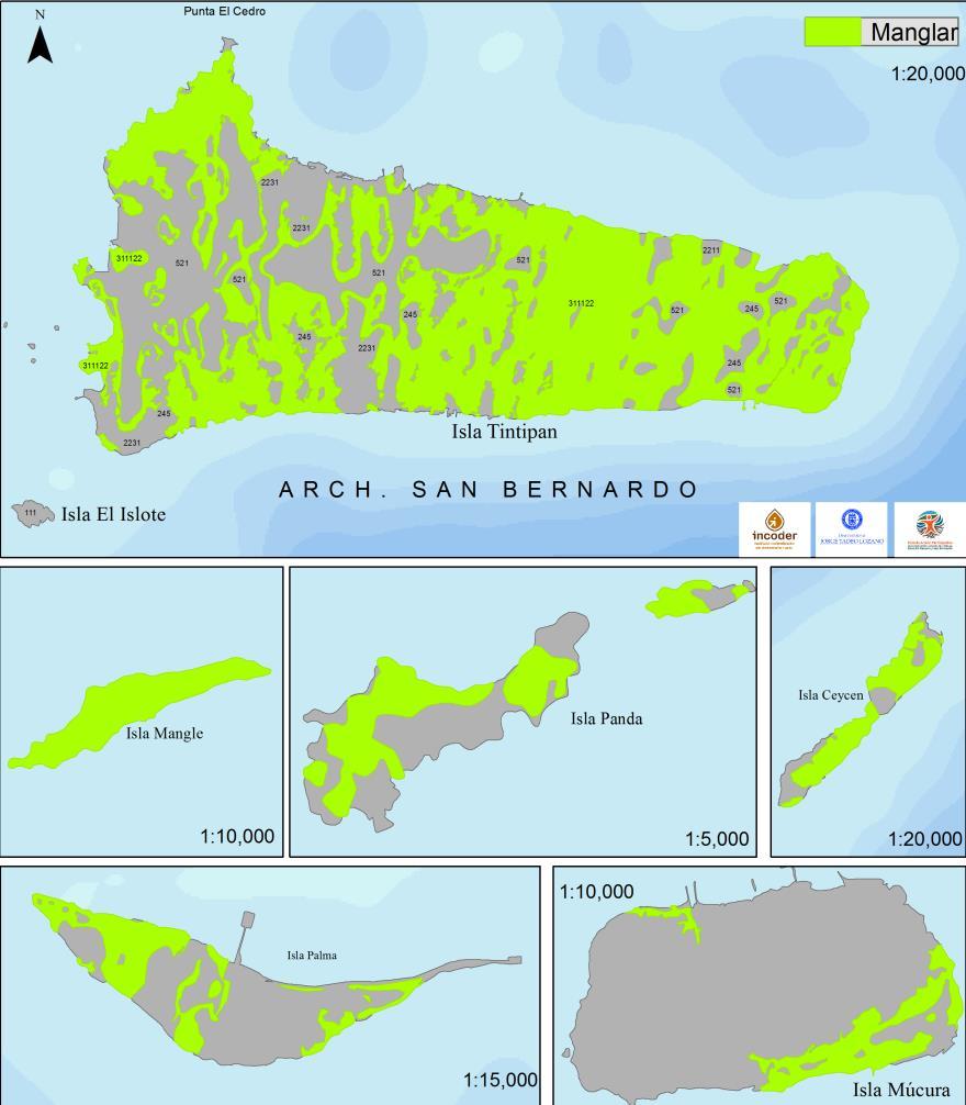 Ecosistemas Manglar - San Bernardo Presente en todas las islas del Archipiélago.
