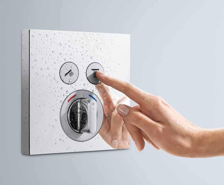 SIEMPRE LA MEZCLA ADECUADA. MEZCLADOR SHOWERSELECT. Con la tecnología Select y el sencillo botón de encendido y apagado, seleccionar el tipo de ducha es muy sencillo.