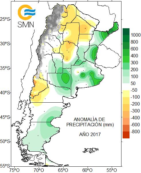 ño de las nergías enovables Durante este año las mayores precipitaciones se localizaron sobre el centro-este y noreste del país y zona cordillerana del norte patagónico.