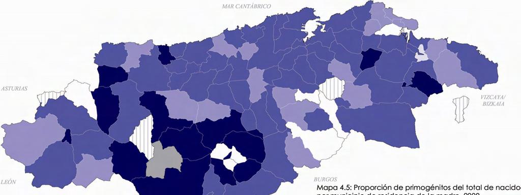 MNP. MUNICIPIOS. Nacimientos Tabla 4.3.3: Nacidos de madres residentes en Cantabria por grupos quinquenales de edad (2009).