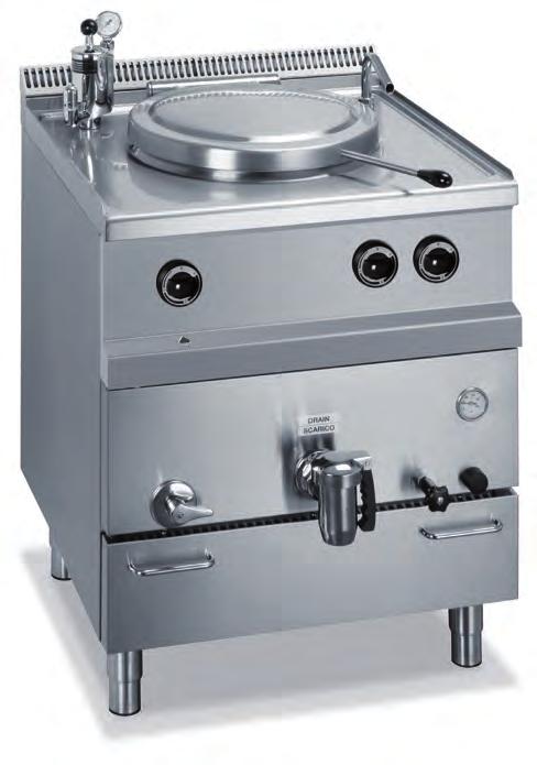 Magistra 700 / cocina modular Cocinas Catálogo General 2015 251 MARMITAS La gama de Marmitas MAGISTRA 700 se compone de modelos de 50 litros de capacidad, con calentamiento indirecto a gas o